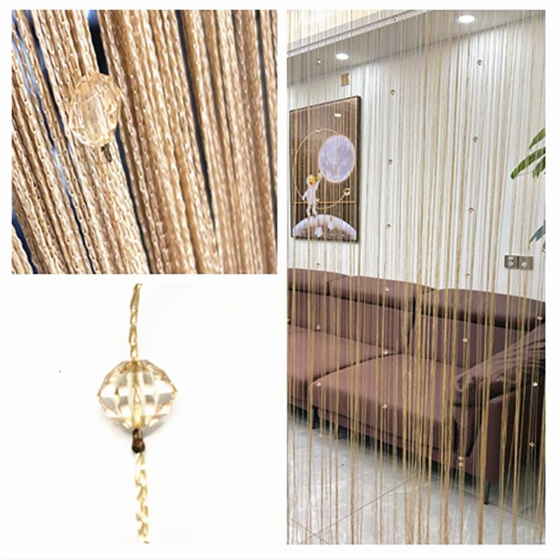 Eve Split Decorative Door String Curtain Wall Panel Fringe Window Room Divider Blind for Wedding Coffee House Restaurant Parts Crystal Tassel Screen Home Decoration (Champagne002) - Image 5